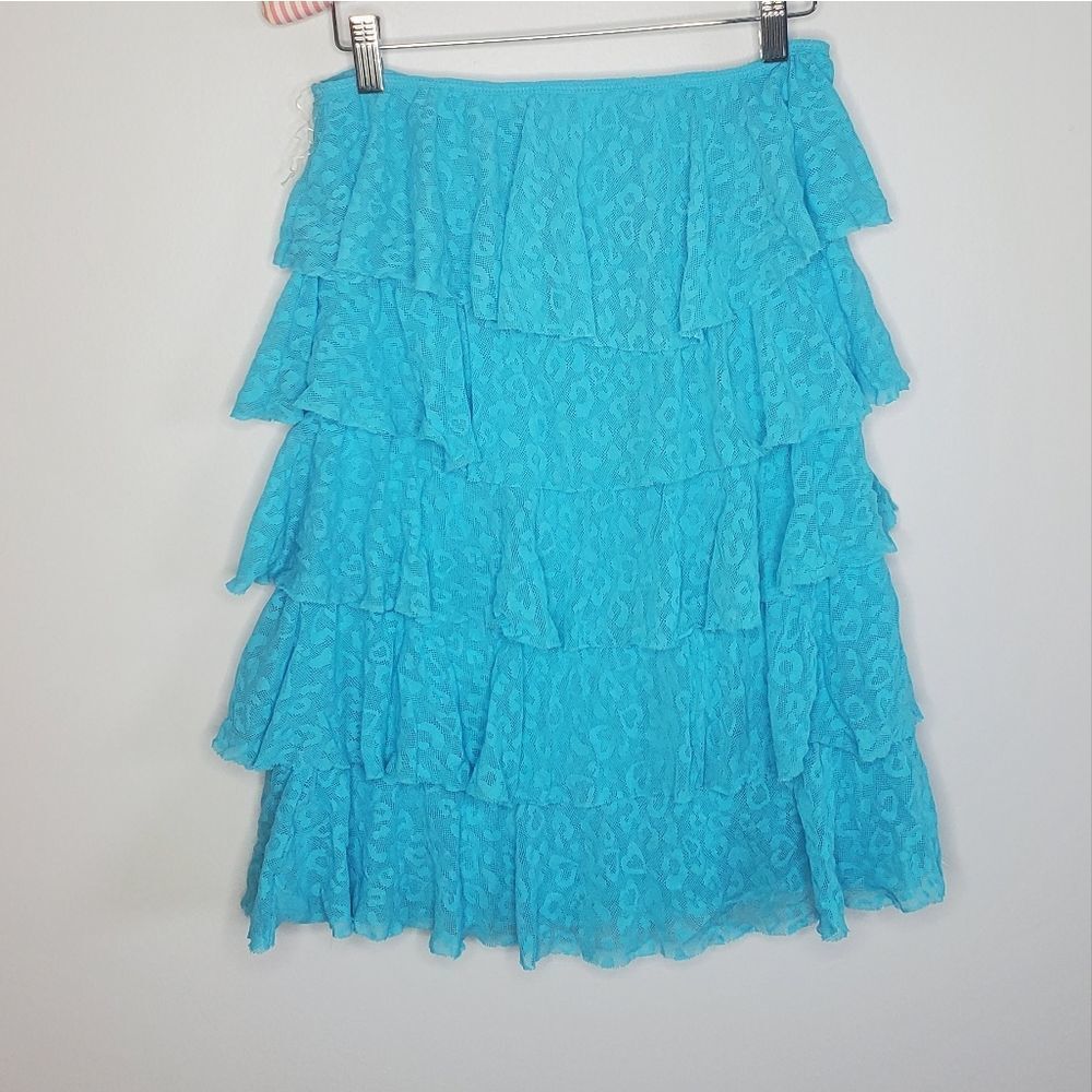 Victoria's Secret S Coverup Blue Lace Leopard Print Skirt Dress Beach Sexy 2013